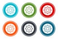 Settings icon flat vector illustration design round buttons collection 6 concept colorful frame simple circle set Royalty Free Stock Photo
