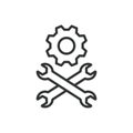 Settings, icon in line design. Settings, configuration, adjust, control, gear, options, tuning on white background