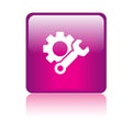 Settings icon web button pink Royalty Free Stock Photo