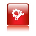 Settings icon web button red Royalty Free Stock Photo