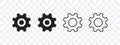 Settings icons. Black gear icons. Cogwheel icons. Vector scalable graphics Royalty Free Stock Photo