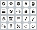 Settings Icons Black & White Flat Design Set Big Royalty Free Stock Photo