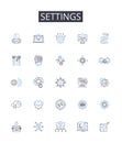 Settings line icons collection. Recovery, Healing, Restoration, Restitution, Therapy, Progress, Regeneration vector and