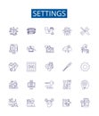 Settings line icons signs set. Design collection of Configure, Parameter, Adjustment, Option, Preference, Regulation