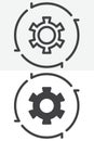 Settings preference gear line and solid different style vector icon set Royalty Free Stock Photo