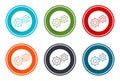 Settings process icon flat vector illustration design round buttons collection 6 concept colorful frame simple circle set Royalty Free Stock Photo