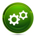 Settings process icon glassy green round button illustration Royalty Free Stock Photo