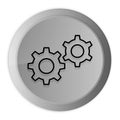 Settings process icon metal silver round button metallic design circle isolated on white background black and white concept