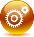 Settings web button golden yellow Royalty Free Stock Photo