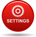 Settings web button red Royalty Free Stock Photo