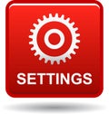Settings web button red Royalty Free Stock Photo