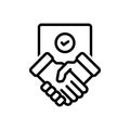 Black line icon for Settlement, partnership and deal