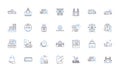 Settlement line icons collection. Compensation, Resettlement, Agreement, Payout, Indemnity, Adjustment, Reconciliation