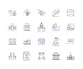 Settlement line icons collection. Negotiation, Compromise, Agreement, Resolution, Compensation, Reconciliation, Payout