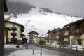 The settlement and mountain-skiing routes in the Italian Alps.