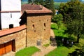 Nice courtyard of the fortified medieval church in the village Mesendorf Meschenderf, Meschendorf, Mesche