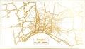 Setubal Portugal City Map in Retro Style in Golden Color. Outline Map