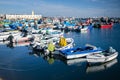 SETUBAL, PORTUGAL - February 22, 2020 : Setubal fishing port and its fishing boats Royalty Free Stock Photo