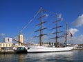 Naval Sailing Ship at Docks. Royalty Free Stock Photo