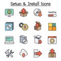 Setup, configuration, maintenance and Installation color line icon set vector illustration graphic design