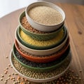 The setup highlights a variety of nutritious and diverse grains Royalty Free Stock Photo