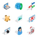 Setup icons set, isometric style