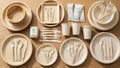 The setup includes wrapped cutlery sets emphasizing sustainability Royalty Free Stock Photo
