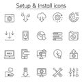 Setup & Install icon in thin line style