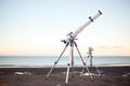 setup of a refracting telescope at a coastal location