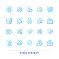 Setup and settings pixel perfect gradient linear vector icons set Royalty Free Stock Photo