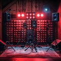Speakers and Lights Setup in Room. Generative AI Royalty Free Stock Photo