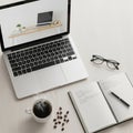 Setup suggests a modern, organized workspace suitable for study or Royalty Free Stock Photo