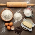 The setup suggests preparation for baking, such as making cookies or a cake Royalty Free Stock Photo