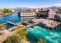 The Seujet dam on the Rhone river in Geneva Royalty Free Stock Photo