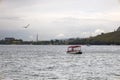 Boats and seagull on lake Sevan Royalty Free Stock Photo