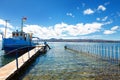 Sevan lake and white clouds blue sky on a sunny day, Armenia Royalty Free Stock Photo