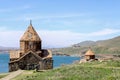 Sevanavank monastery - Holy apostles and the blessed virgin, lake Sevan in the background, Armenia Royalty Free Stock Photo