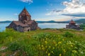 Sevanavank Monastery on Lake Sevan at sunset Royalty Free Stock Photo