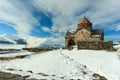 Sevanavank monastery in winter Royalty Free Stock Photo