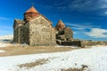 Sevanavank monastery in winter Royalty Free Stock Photo