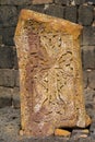 An old khachkar. Sevanavank monastic complex. Sevan peninsula. Gegharkunik province. Armenia