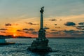 Sevastopol city symbol at sunset - Monument to the Sunken Ships, Famous Sevastopol historic statue memorial Royalty Free Stock Photo