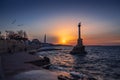 Sevastopol city symbol at sunset - Monument to the Sunken Ships, Famous Sevastopol historic statue memorial Royalty Free Stock Photo