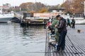 Fishermen in Sevastopol on the pier Royalty Free Stock Photo