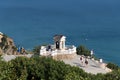 Sevastopol, Crimea - July 3. The memorial sign in honor of visit to St. George Monastery of poet Alexander Pushkin