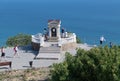 Sevastopol, Crimea - July 3. The memorial sign in honor of visit to St. George Monastery of poet Alexander Pushkin