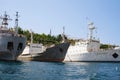 Naval warships in the port of Sevastopol Royalty Free Stock Photo