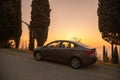 The car Hyundai Solaris is parked in nature. Giad Accent / Hyundai Avega / Hyundai Brio / Dodge Verna