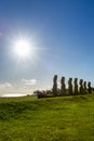 Seven Ahu Akivi Moai, which are the only Moai to face the sea. Easter Island