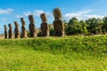 Seven Ahu Akivi Moai, which are the only Moai to face the sea. Easter Island